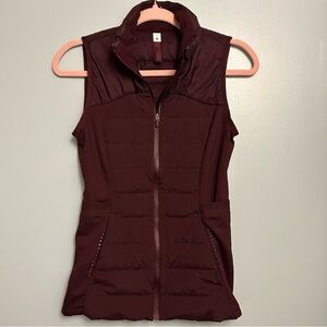 SOLD - Lululemon Down For It All 700-Fill Vest Goose Size 4 Dark Adobe Burgundy